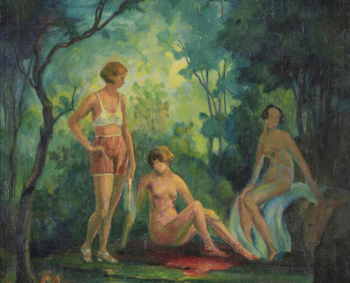Abbildung von Herbert Rolf Schlegel. Badende am Waldsee. um 1926