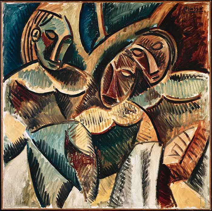 Abbildung von Pablo Picasso. Trois Figures sous un arbre. 1907
