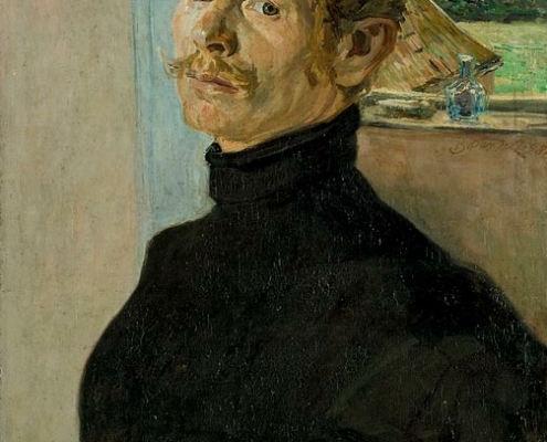 Abbildung von Bernhard Pankok. Selbstbildnis im schwarzen Pullover. 1898. Foto: LWL/Hanna Neander