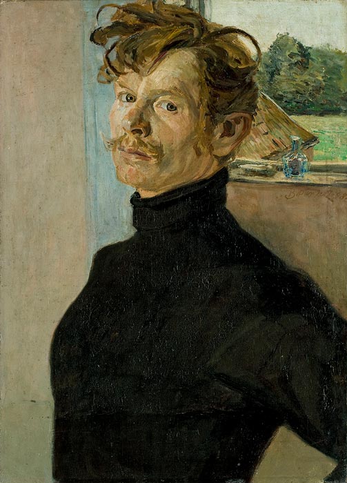 Abbildung von Bernhard Pankok. Selbstbildnis im schwarzen Pullover. 1898. Foto: LWL/Hanna Neander