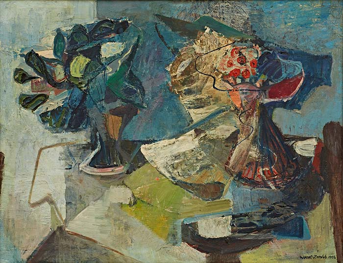 Abbildung von Irmgart Wessel-Zumloh. Mit blauer Vase. 1956