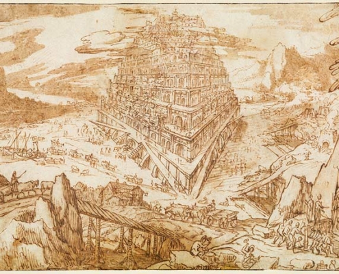 Abbildung von Tobias Verhaecht (zugeschrieben). Der Turmbau zu Babel, nach 1590