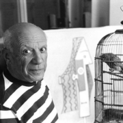 Abbildung von René Burri. Pablo Picasso in seiner Villa La Californie. 1957