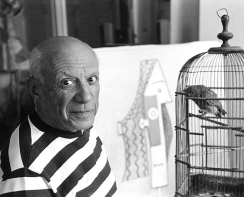 Abbildung von René Burri. Pablo Picasso in seiner Villa La Californie. 1957