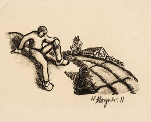 Abbildung von Wilhelm Morgner. Der Mann auf dem Hügel. Vorzeichnung. 1911