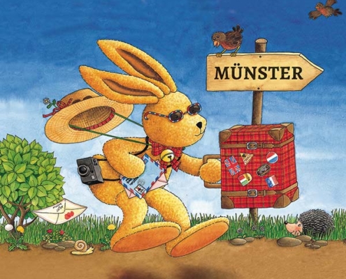 28.03.–13.09.26<br>LWL-Museum für Kunst und Kultur: Unterwegs mit dem Hasen Felix Abbildung von Felix reist nach Münster
