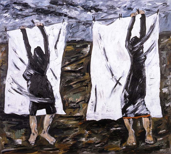 05.10.25–01.02.26<br>WERTHER | Museum Peter August Böckstiegel: Werke aus der Sammlung Grässlin Abbildung von Werner Büttner. Wäscherinnen. 1982