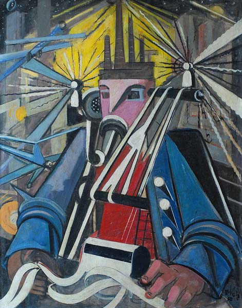 01.03.–06.09.26<br>HOLZWICKEDE | Haus Opherdicke: ZEITRAUMSCHWEBEN Abbildung von Elisabeth Voigt. Maschinenmensch, Unternehmer. 1948