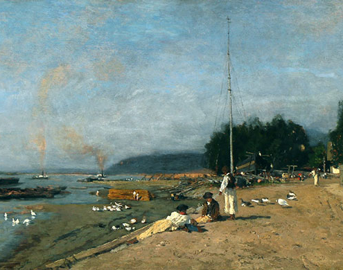 12.07.–01.11.26<br>AHLEN | Kunstmuseum: Tina Blau erstmals in Deutschland Abbildung von Tina Blau. An der Donau bei Szobb. 1874