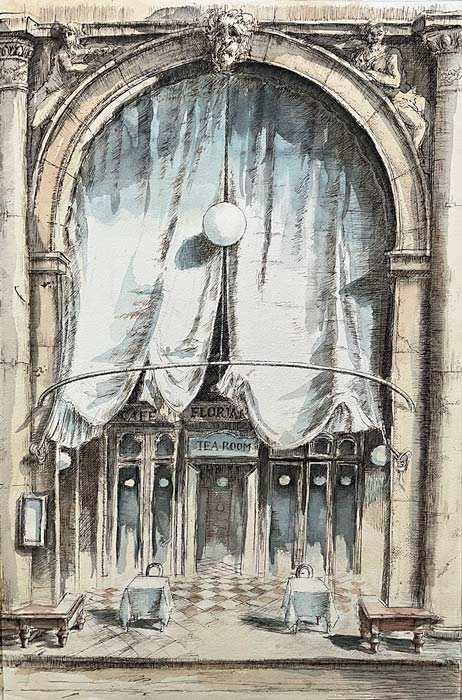 06.09.–25.10.26<br>BOCHUM | Schlieker Haus: Erinnerungsort Kaffeehaus Abbildung von Rolf Escher. Café Florian, Venedig. 2026