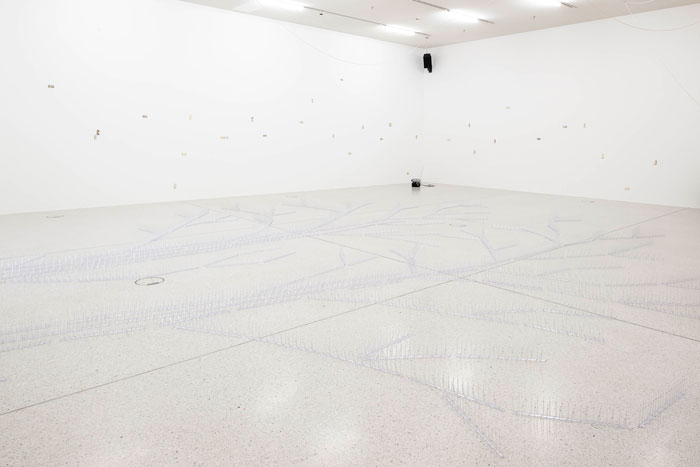 Steffani Jemison. Augur. 2026. Installationsansicht Westfälischer Kunstverein. Foto: Thorsten Arendt Abbildung von Steffani Jemison. Augur. 2026. Installationsansicht Westfälischer Kunstverein. Foto: Thorsten Arendt