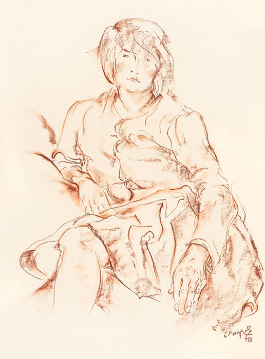 29.05.–06.09.26<br>Stadtmuseum Münster: Wiedersehen mit Leo Burgholz Abbildung von Leo Burgholz. Rötelzeichnung einer Frau. 1930