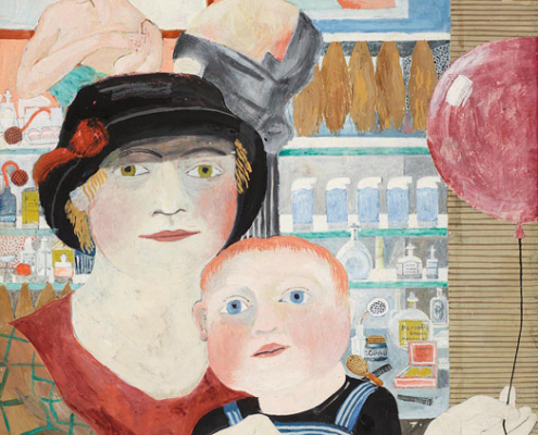 15.11.26–04.04.27<br>SELM | Museum Schloss Cappenberg: Über Tage. Gerta Overbeck Gerta Overbecks Gemälde „Mutter und Kind beim Friseurladen“ von 1924 mit einer Frau und einem Kind vor der farbenreichen Szenerie eines Friseursalons